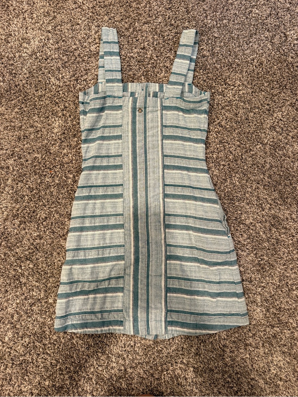 Roxy Striped Button Front Mini Dress Small Blue White Cotton Sleeveless Pockets - Picture 9 of 15